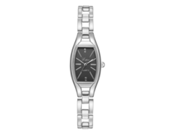 Relógio de Pulso Feminino Fashion com Pedras de Rinoceronte e Movimento de Quartzo Silver Black Dial