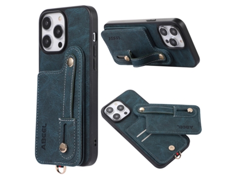Suporte Casa Para Iphone 14 Abeel Pele Sintética Com Porta-cartões Bege