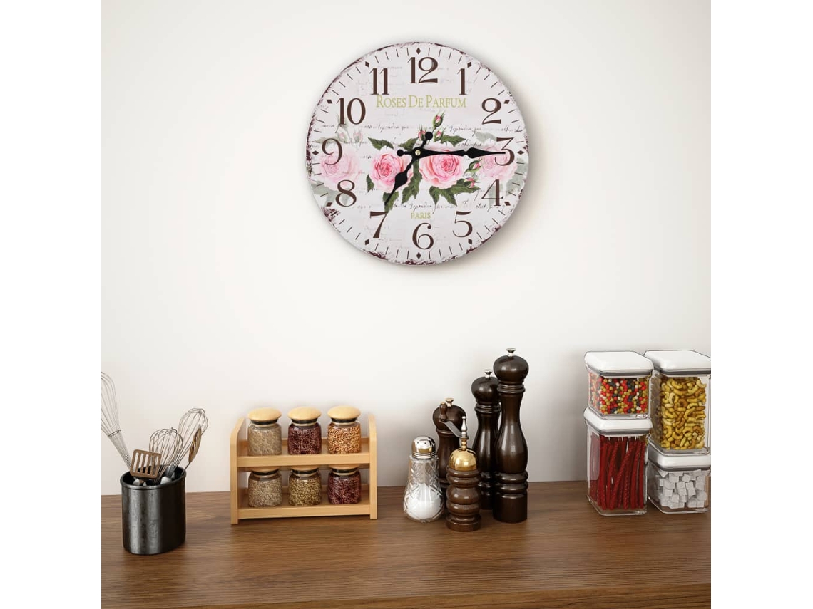 Vidaxl Relógio De Parede Vintage Florido 30 Cm