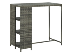 Vidaxl Mesa De Bar Com Prateleiras 120x60x110 Cm Vime Pe Cinzento