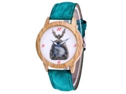 Reloj De Cuarzo Casual Para Hombres, Mujeres Y Niñas Con Correa De Denim Verde
