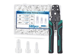 Conjunto De Terminais Fechados De 580 Peças Gama Completa 22 10awg Inclui Ferramenta De Crimpagem Zeuxo
