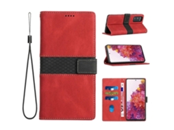 Capa De Couro Para Celular Com Costura Em Grade E Cordão