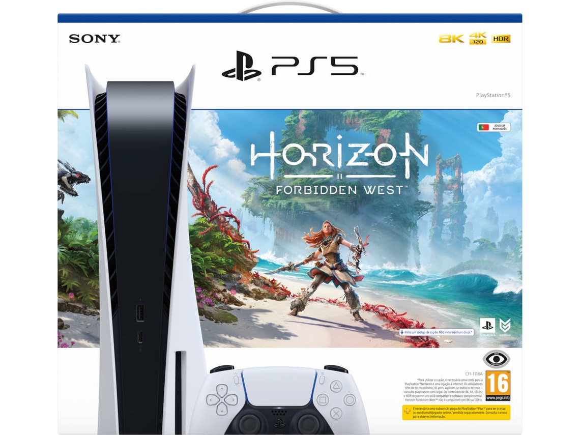 Consola PS5 (825 GB) + Jogo PS5 Horizon Forbidden West (Formato Digital)