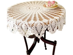 Lurelia Individual Redonda Algodão Renda Crochê Branco Azul Bege 80 Cm Retrô Feito À Mão