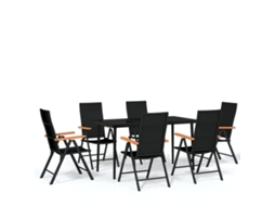 Garden Dining Set, Garden Dining Sets Vidaxl Preto Aço (mesa Com 140 Cm De Comprimento)