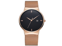 Relógio de pulso para casal Biden, pulseira redonda em aço inoxidável, movimento de quartzo, mostrador preto.