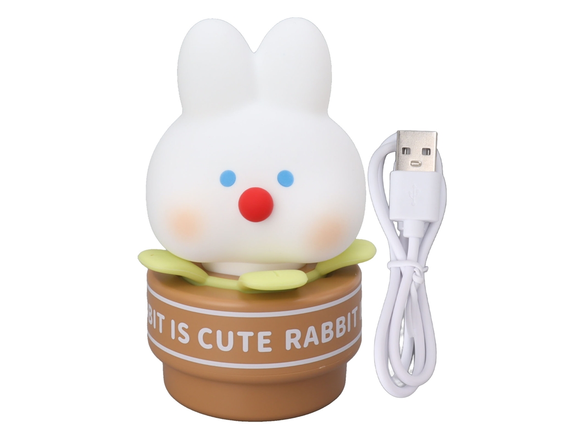Luz de Mesa Infantil Coelho Cartunizado Usb 3 Níveis Brilho