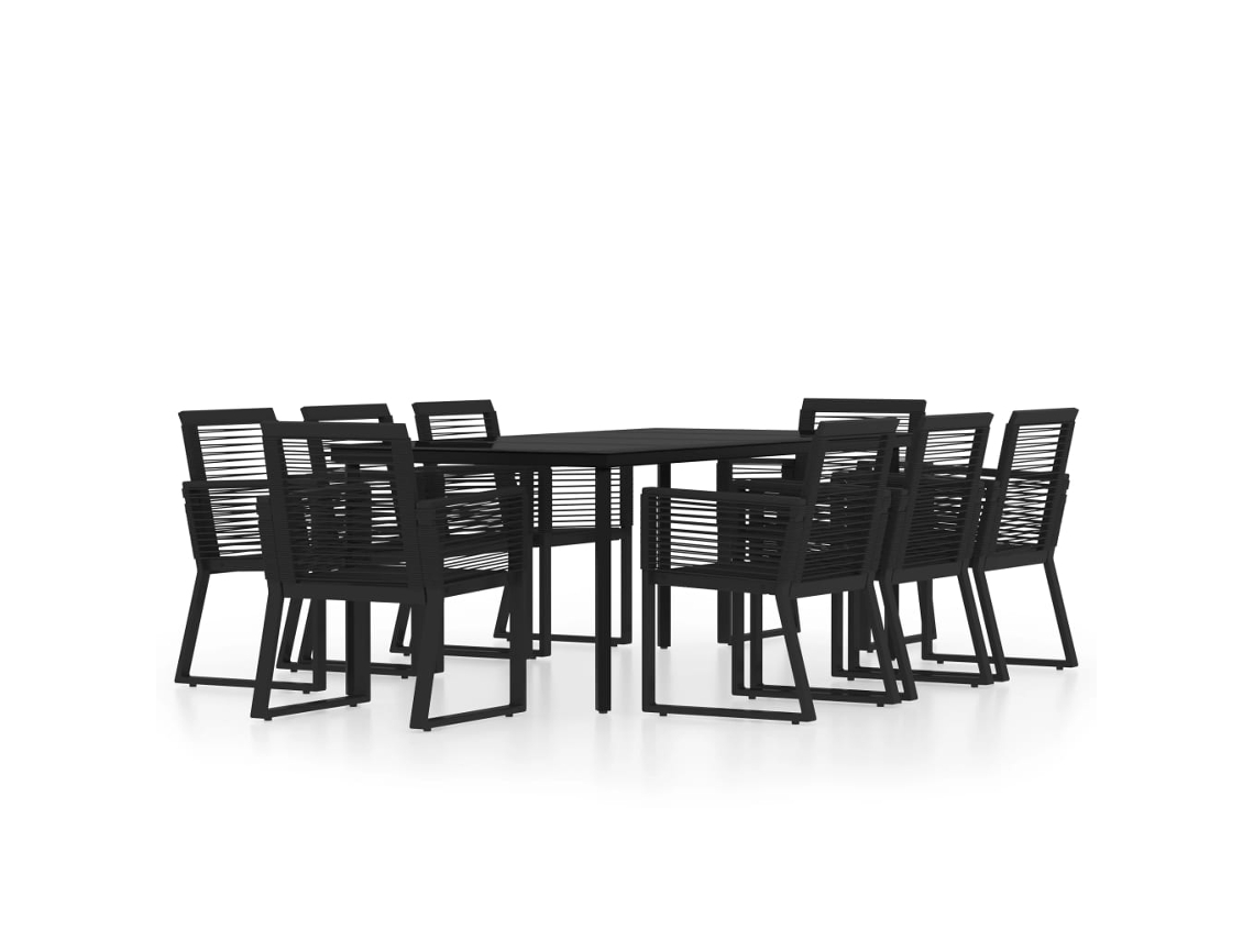 Dining Set, Dining Sets Vidaxl Preto Aço (mesa Com 200 Cm De Comprimento)