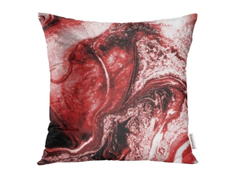 Fronha de Almofada ECZJNT guache natural turca de mármore muito vermelho dourado Ebru (40x40 cm)