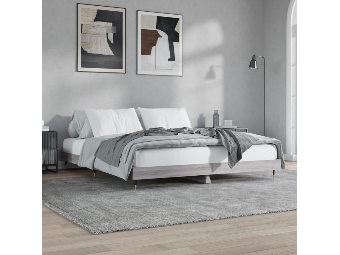 Estrutura De Cama Sem Colchão 160x200 Cm Sonoma Cinzento