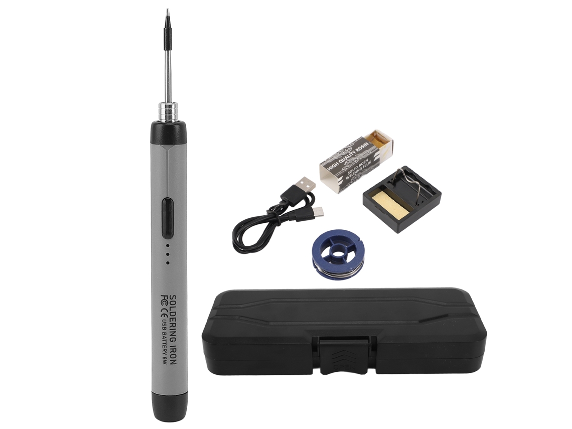 Ferro de Solda Usb Pontas Anti óxido Kit Diy Cinza