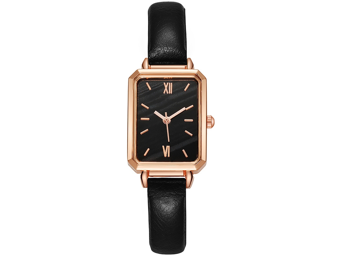 Relógio Feminino Retangular Vintage Simples Elegante de Aço Inoxidável Estilo Clássico