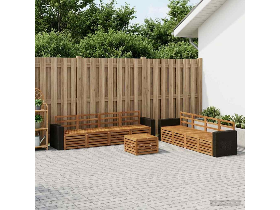 Vidaxl Conjunto De Sofás Para Exterior 9 Unid. Natural