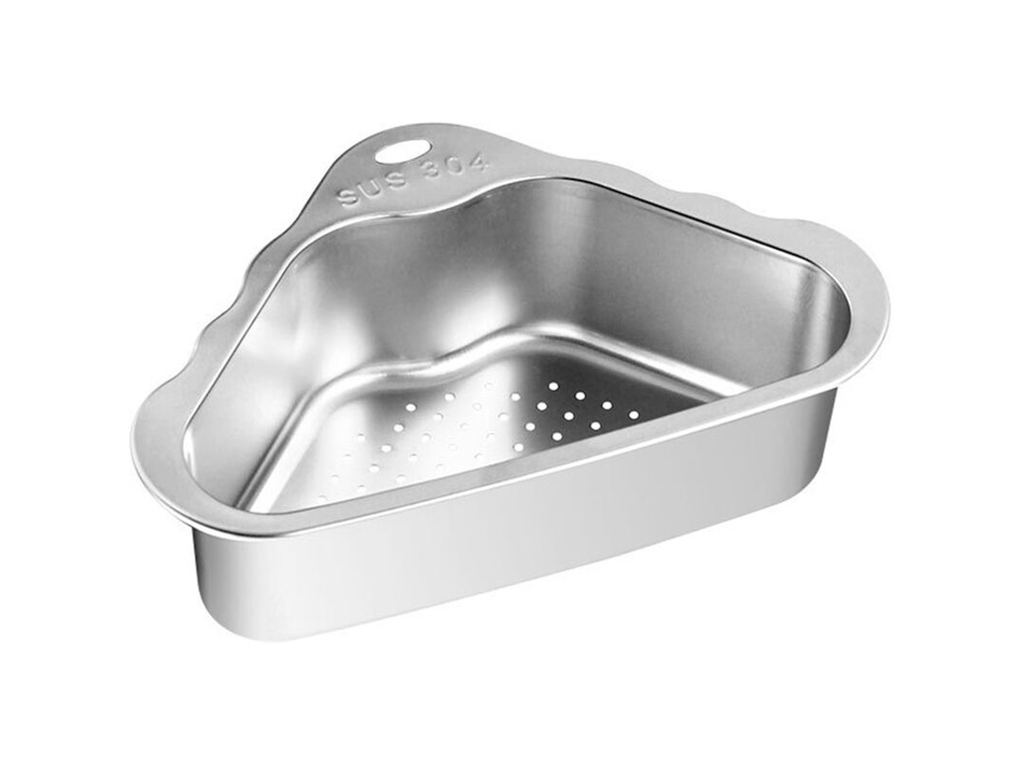 Cesto De Drenagem Triangular Em Aço Inoxidável Para Pia Cozinha, Com Filtro Resíduos, Cor Prata. -aquaforge