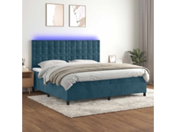 Vidaxl Cama Box Spring C/ Colchão/led 200x200 Cm Veludo Azul-escuro
