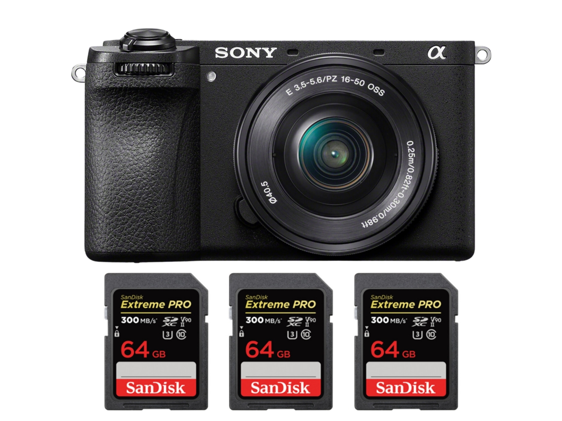 A6700 + 16 50mm F/3.5 5.6 Oss + 3 Sandisk 64gb Uhs ii 300mb/s + Ebook “20 Dicas para Fotos Que Impressionam” SONY