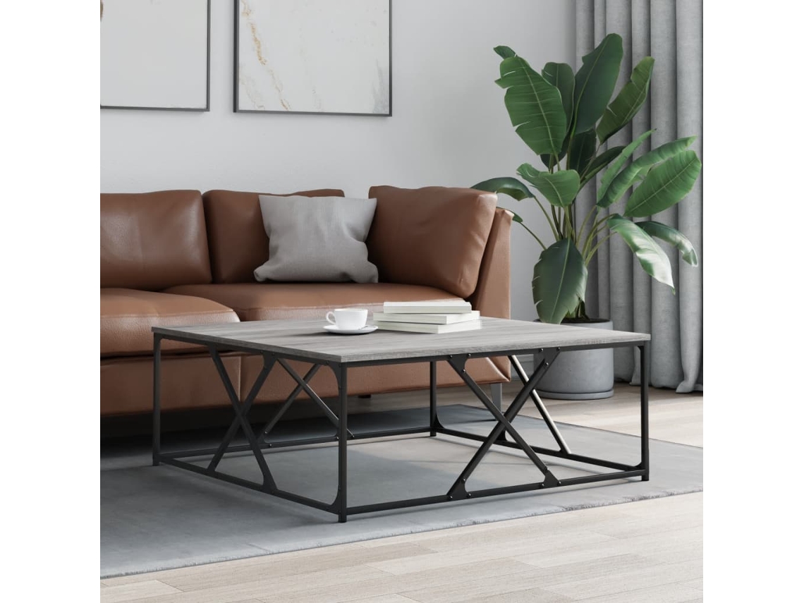 Vidaxl Mesa De Centro 100x100x40 Cm Derivados De Madeira Cinza Sonoma