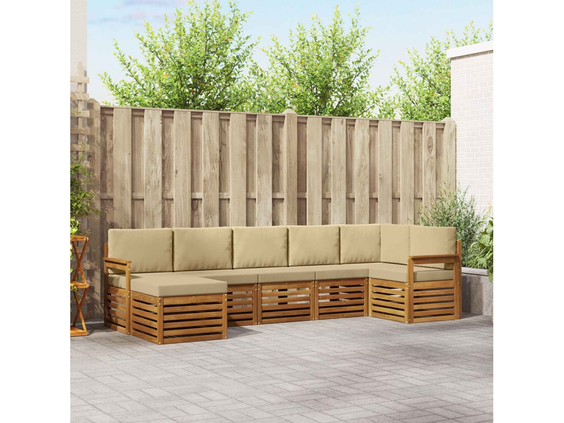 Vidaxl Conjunto De Sofás Para Exterior 7 Unid. Natural E Bege