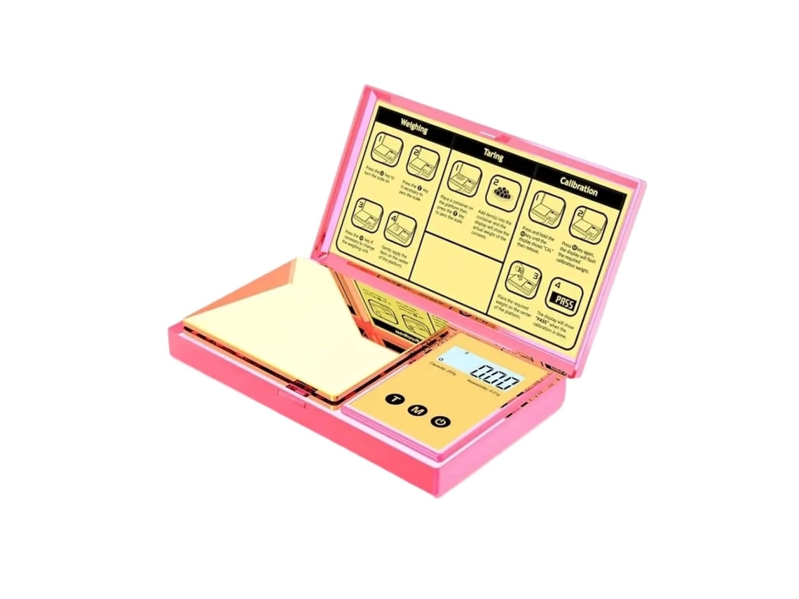 Balança Digital De Bolso Rosa, Com Capa Espelhada E Plataforma, Com Precisão De 200g 0, 01g