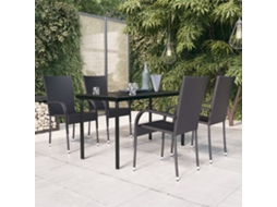 Vidaxl 5 Pcs Conjunto de Jantar para Jardim Preto