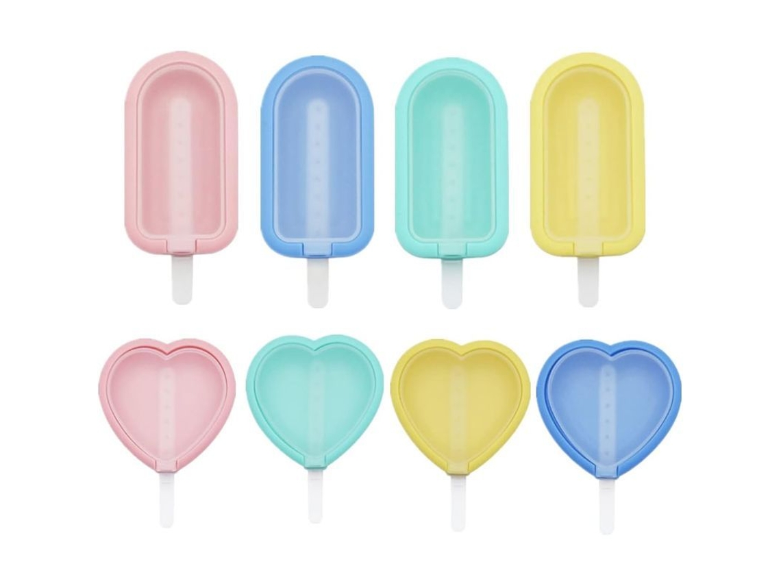 2026 8 Moldes de Sorvetes com Palitos de Silicone Reutilizáveis para Fazer Paletas Mini