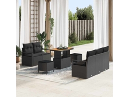 Vidaxl Conjunto De Sofá De Jardim 8 Unid. Preto Vime Pe
