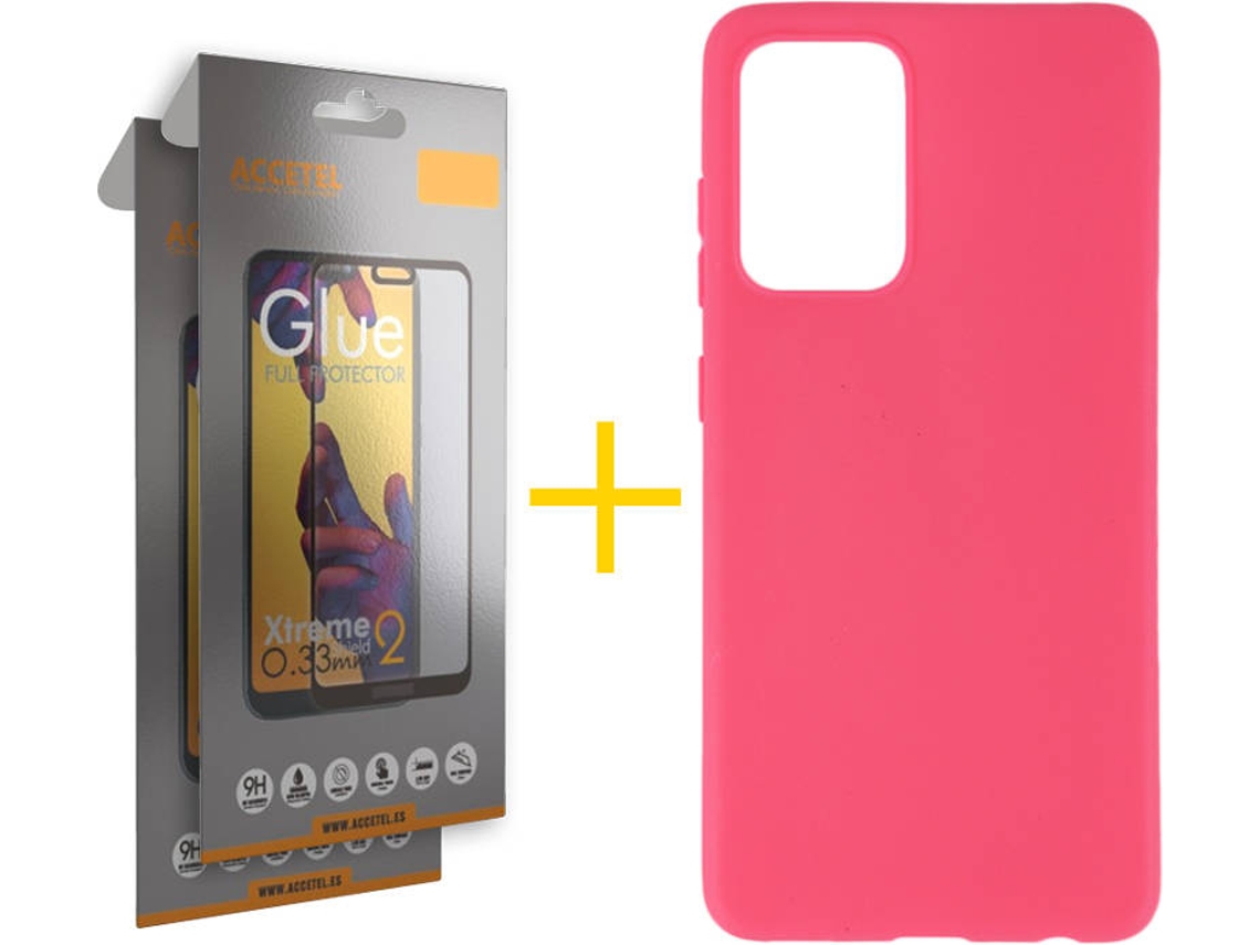 Kit Capa e 2 Películas Samsung Galaxy A52s ACCETEL Full (Rosa)