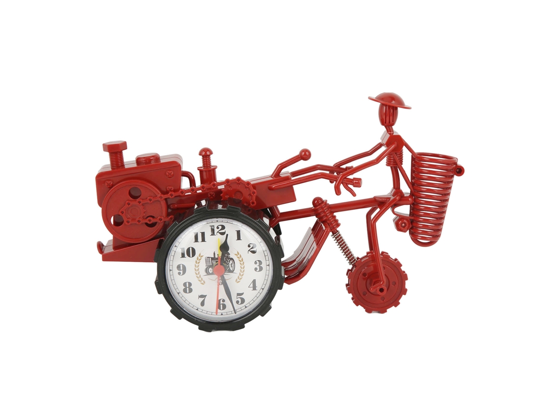 Relógio de mesa de plástico em formato de trator Baok, 23,5 x 14 x 10 cm, decorativo, preciso, a bateria, vermelho.