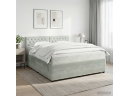 Vidaxl Cama Box Spring Com Colchão Cinzento-claro 140 X 200 Cm Veludo