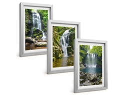 Quadros Decorativos Para Paredecachoeiras, Arredores Verdes Moldura Prateada Quadros Para O Escritório Espelharte (3 Peças 20x30 Cm)