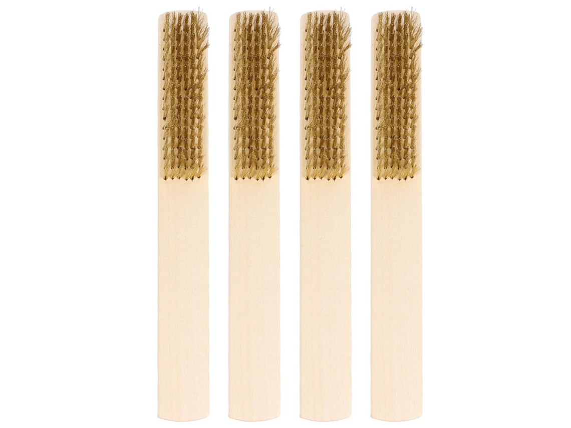 Conjunto De 4 Escovas De Limpeza De Fio De Cobre Com Cabo De Madeira | Lima Manual E