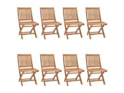 Maison Exclusive - Cadeiras De Jardim Dobráveis C/ Almofadões 8 Pcs Teca Maciça
