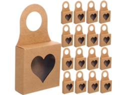 Kit De 30 Caixas Para Vinho Com Janela Transparente E Alça, Caixas De Papel Kraft Para Pendurar Garrafas, Embalagens