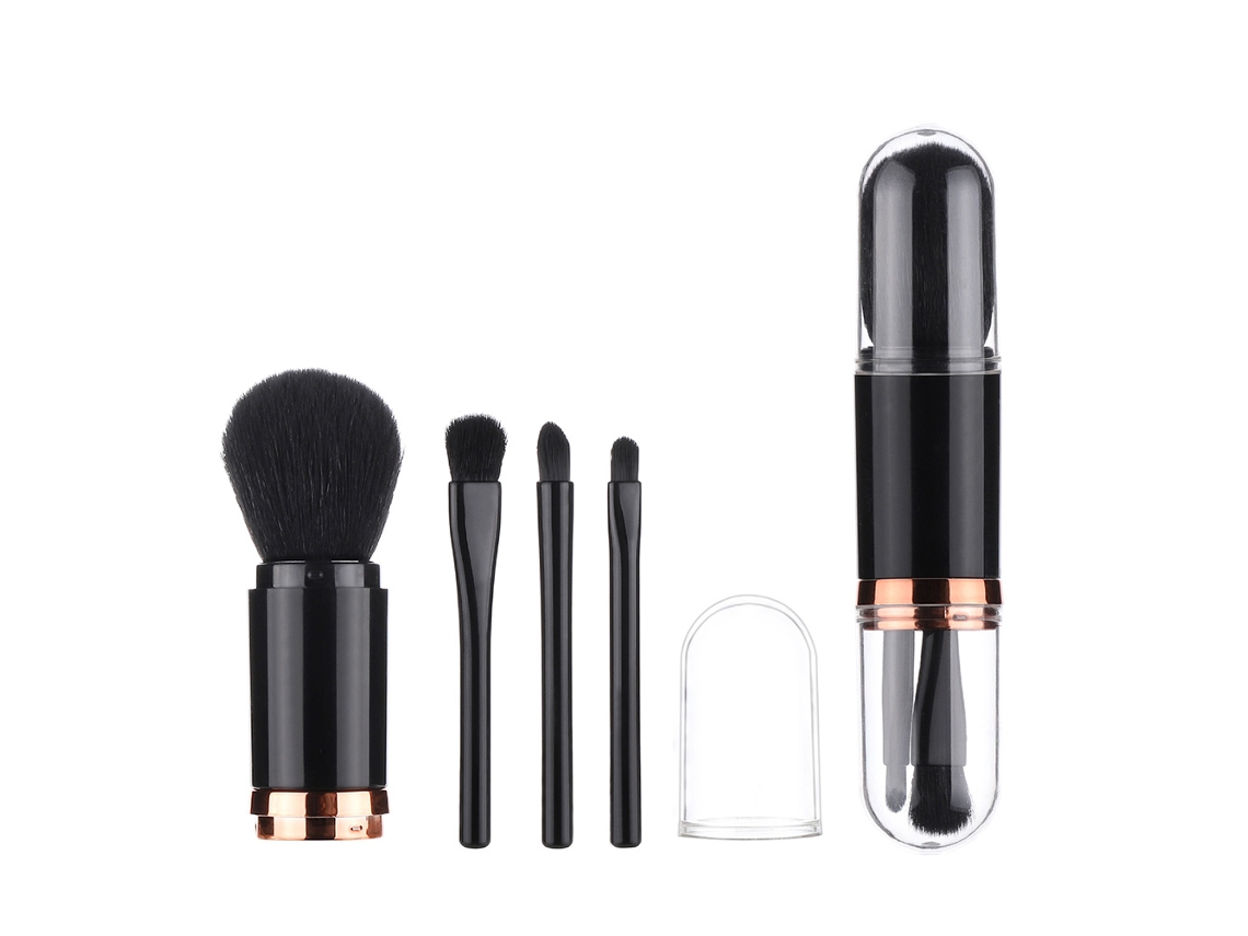 Set De Pincéis De Maquilhagem Retráteis 4 Em 1 Para Viagens