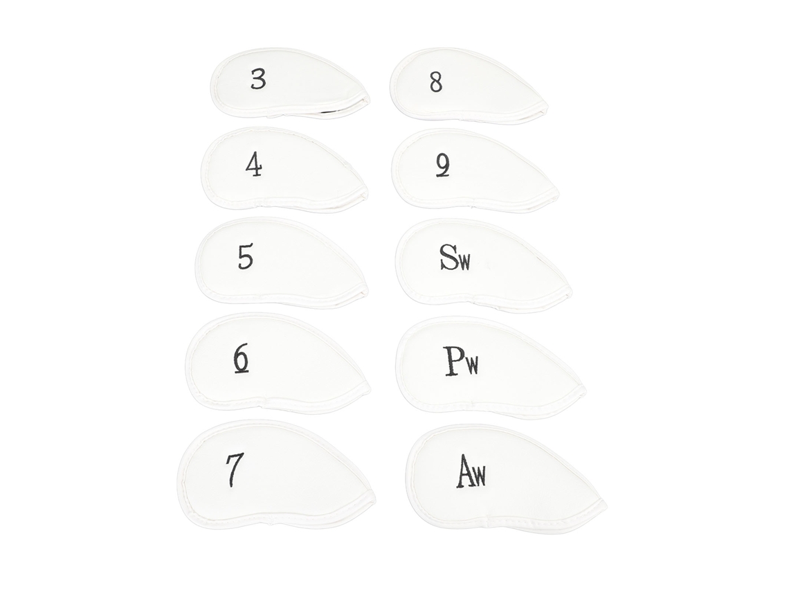 10 Capas Para Cabeça De Taco De Golfe Em Couro Pu Proteção Anti-desgaste Fácil De Limpar Branco