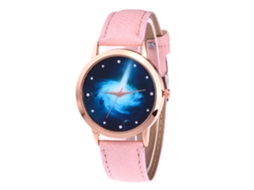 Relógio de pulso em liga metálica com mostrador redondo, modelo Fourth Couple Watch, rosa escuro.