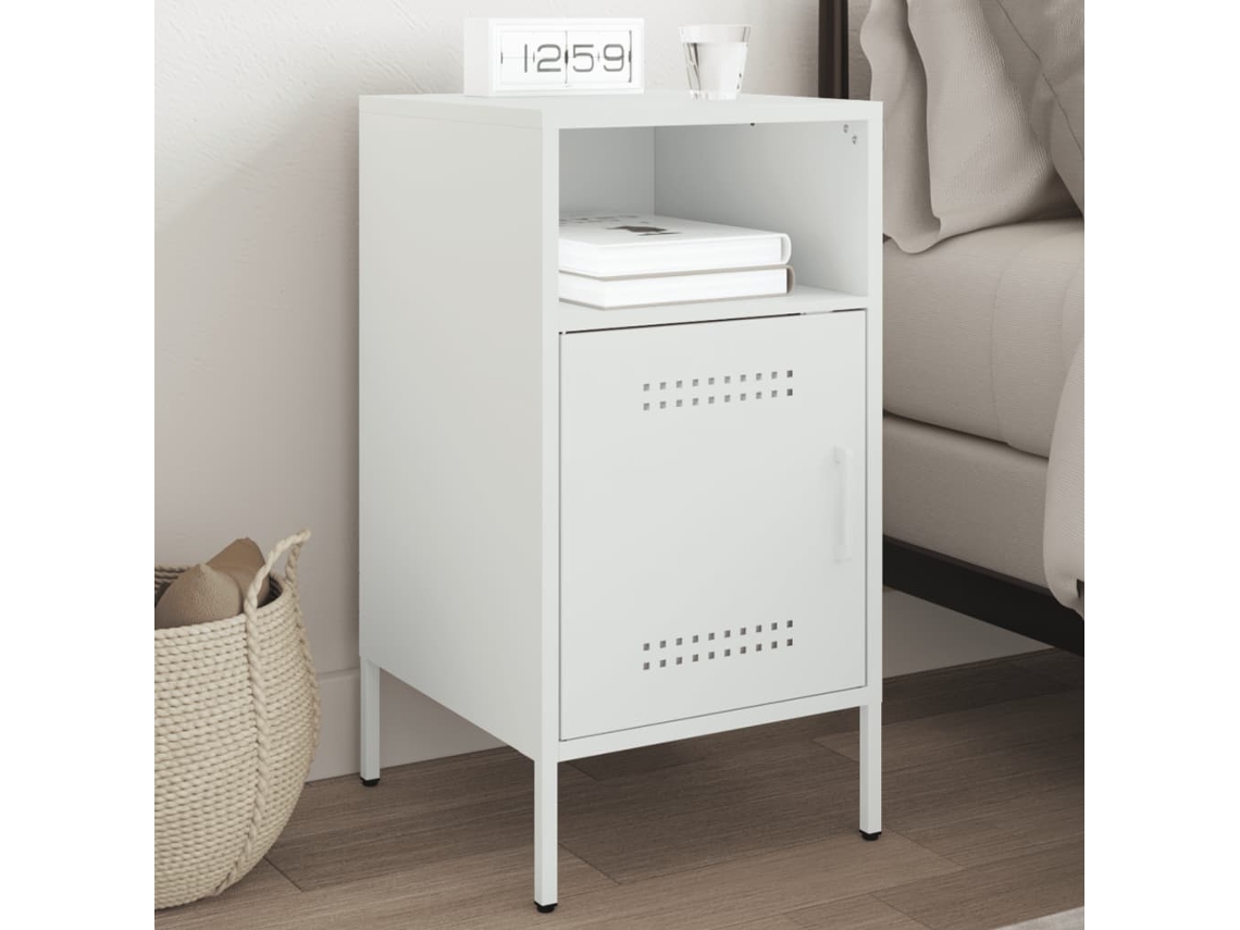 Vidaxl Mesa De Cabeceira 36x39x68 Cm Aço Branco