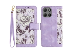Capa De Couro Sintético Floral Com Compartimentos Para Cartões Para Motorola Moto G15 4g, Roxo Claro