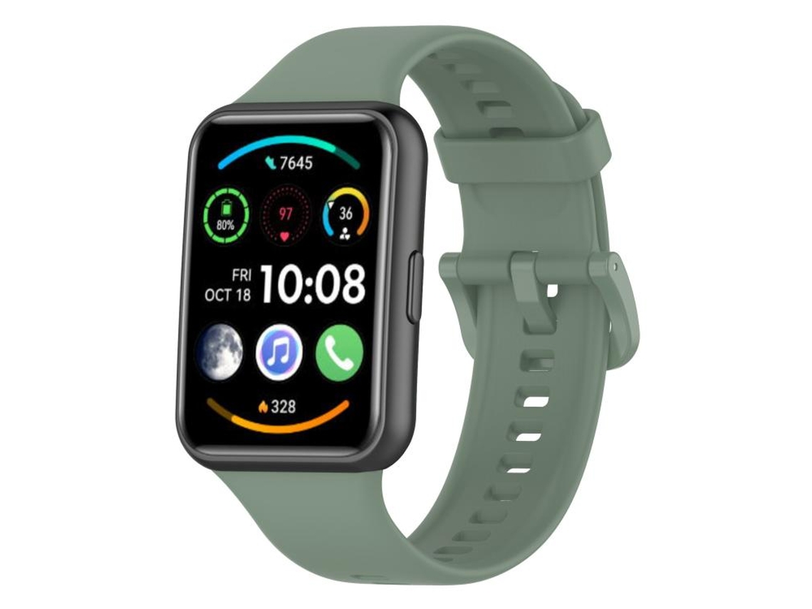 Bracelete para Huawei Watch Fit 2 Silicone Cor Sólida Liberação Rápida Cinza e Verde XIAOMOYU