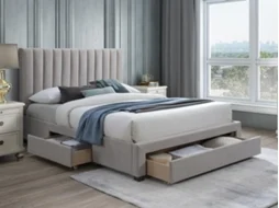 Estrutura de cama LIAKO VENTE-UNIQUE.PT Bege 160x200 cm - Com colchão - Com sommier