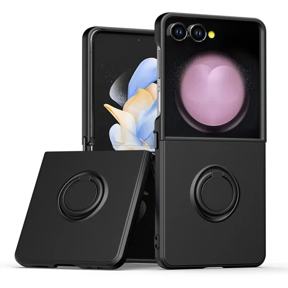 (preto, Galaxy Z Flip3 5g) Capa De Celular Elegante Em Silicone Fosco, Resistente A Impactos, Com Suporte Magnético Para Carro.