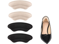 2 Pares de Apoios para Calcanhar de Sapatos Soltos, Almofadas Adesivas em Preto e Apricot