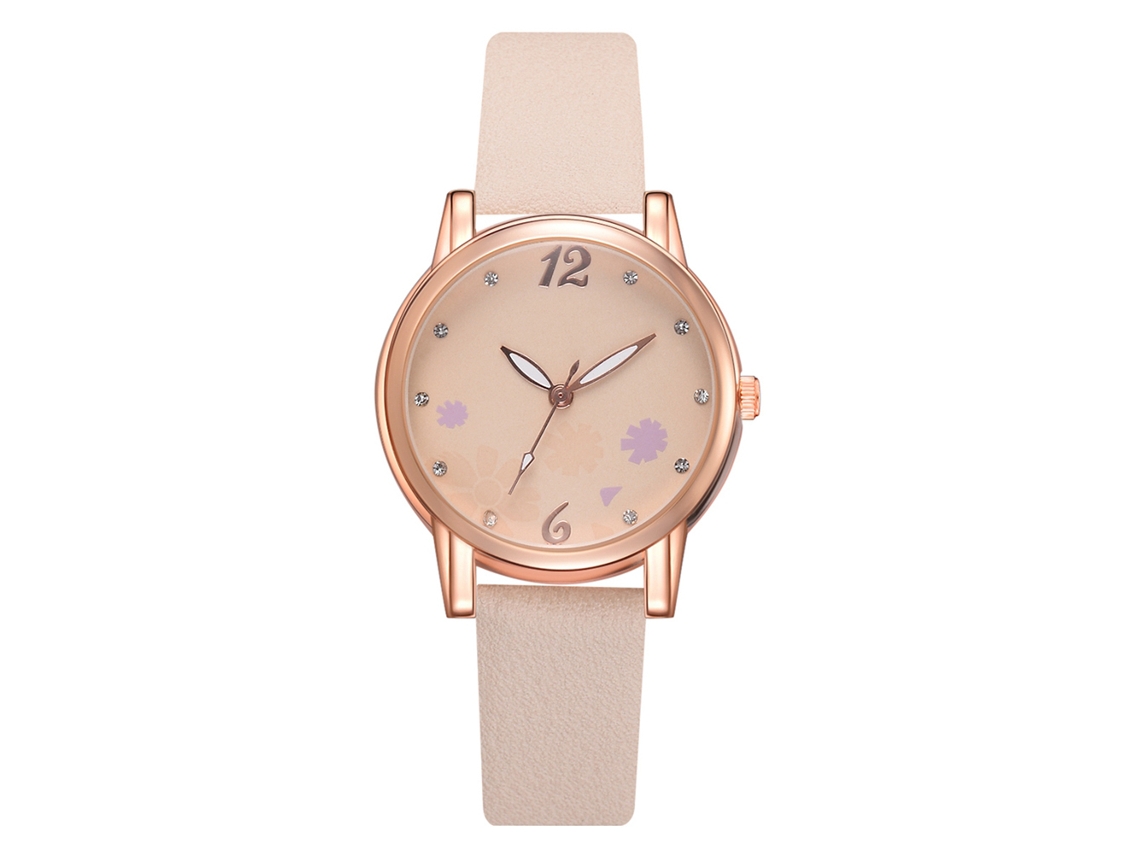 Relógio de Pulso Feminino Fashion com Mostrador Analógico Redondo Quartzo Bege
