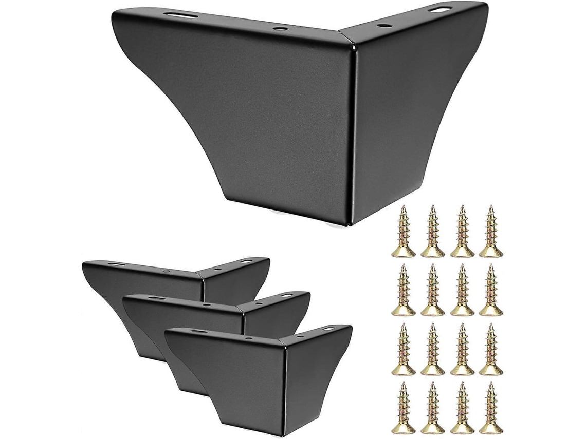 Omni 4 Peças de Pés de Móvel em Metal 7,5 Cm Pés de Sofá Sólidos Modernos para Substituição Preto
