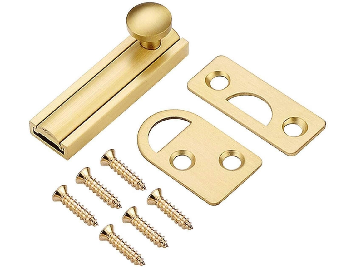Tranca De Correr Para Porta De Superfície, Acabamento Em Níquel Escovado 3 Polegadas, Dourado
