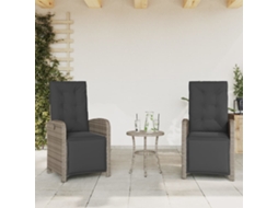 Cadeiras Jardim Reclináveis 2 Pcs C/ Apoio De Pés Vime Pe Cinza Dkd Home Decor