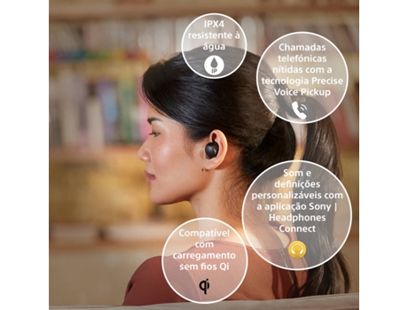 Auriculares Bluetooth True Wireless SONY Wf-1000Xm4B (In Ear - Microfone - Preto)