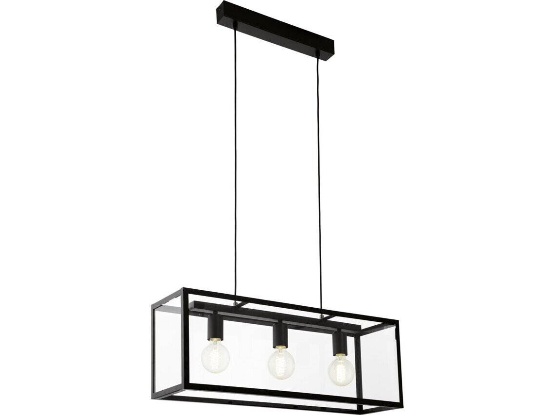 Candeeiro Suspenso EGLO Cand. Teto  Eglo Charterhouse (Prateado - E27 - 3 x 180 W - Aço e Vidro)