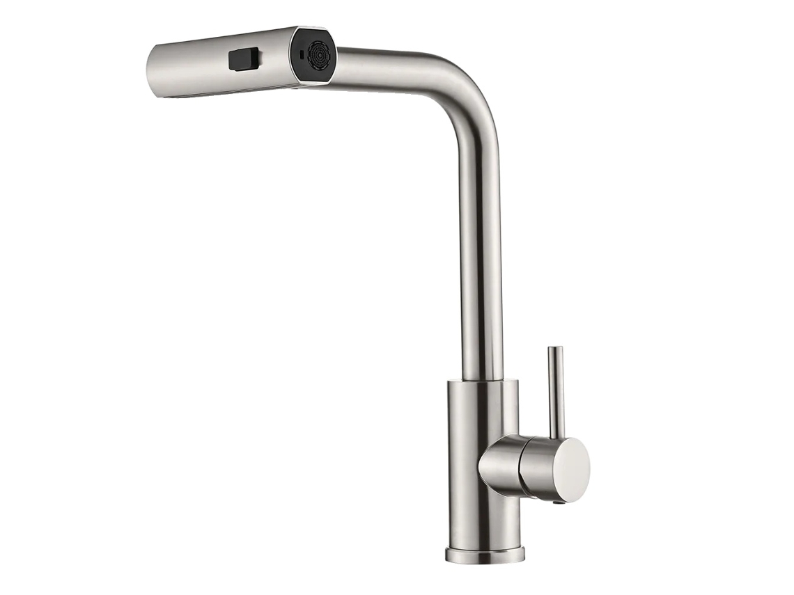 Torneira De Cozinha, Bico Retrátil, Jato De Cascata,prata Oem
